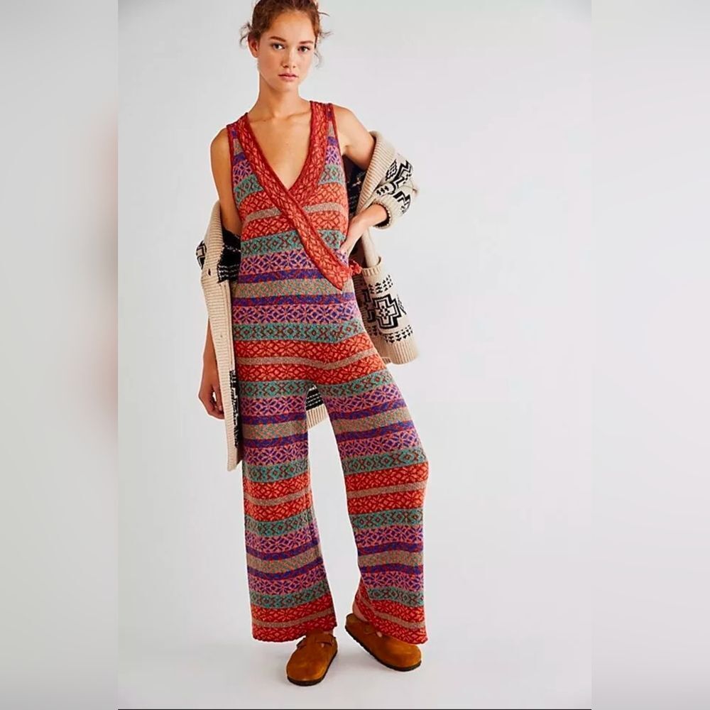 We The Free Multicolor Striped Sweater Jumpsuit